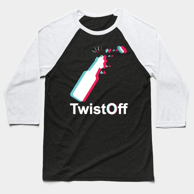 Twist Off Beer White Baseball T-Shirt by BlackCoffeeCake